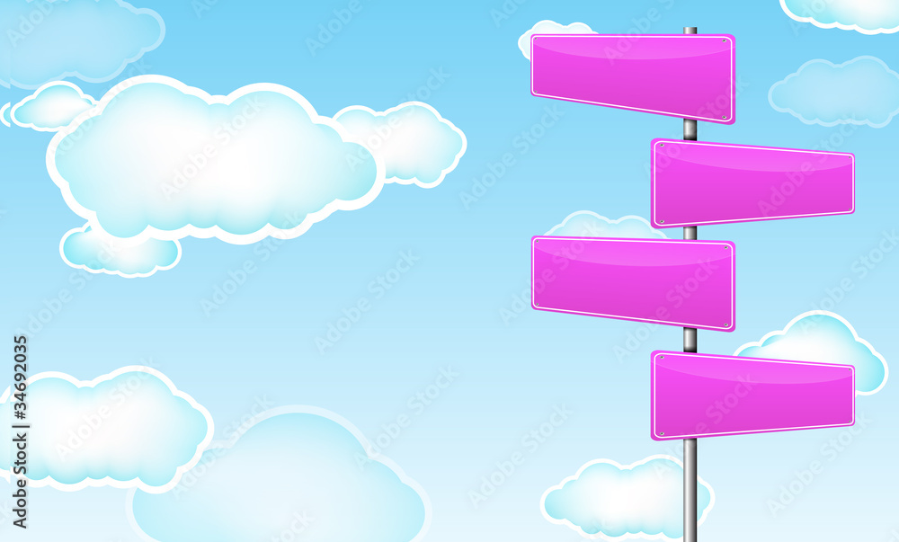 pink blank road sign with cloud pink blank road sign with cloud