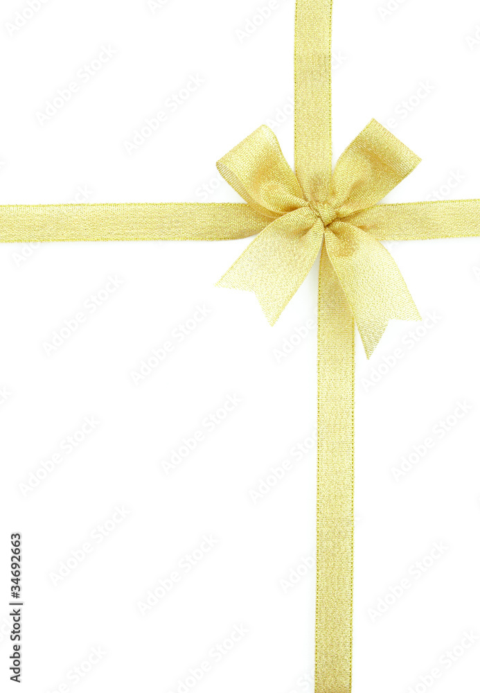 gold ribbon and bow Isolated on white background