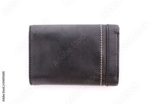 Black leather wallet isolated on a white background