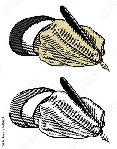 Writing hand with fountain pen