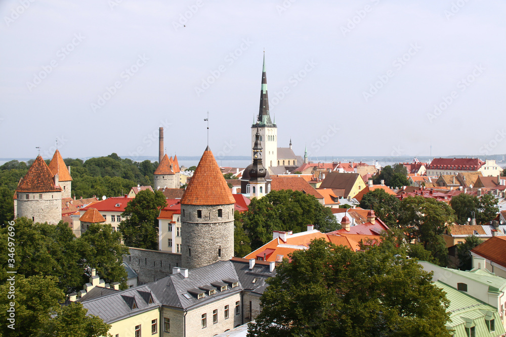 Old Tallinn panorama with Baltic sea