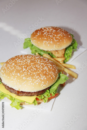 Wallpaper Mural delicious cheeseburger with french fries Torontodigital.ca