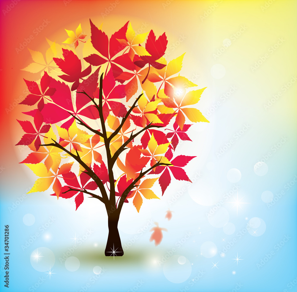 Obraz premium Autumn Tree-Autumn Leaves Falling