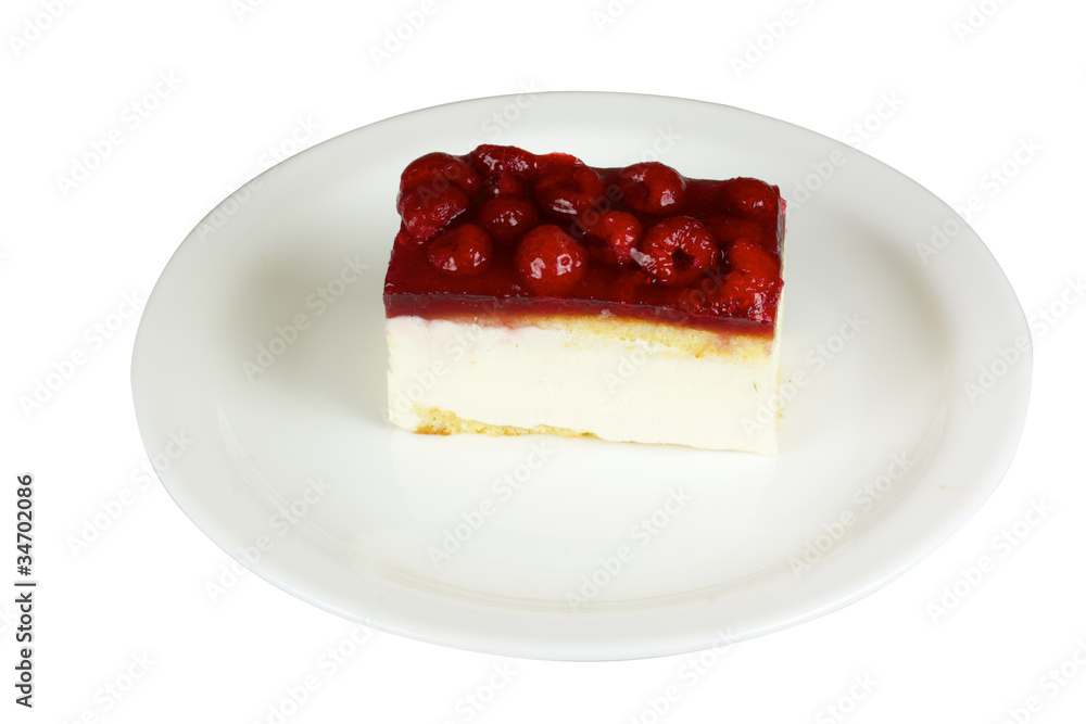 Raspberry cake isolated