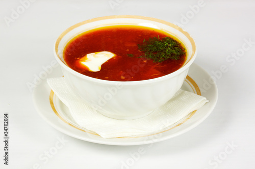 Ukrainian and russian national red soup-borsch