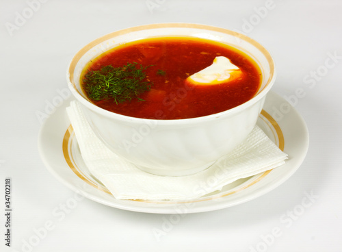 Ukrainian and russian national red soup-borsch