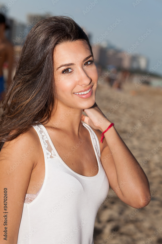 Pretty young woman on South Beach in Miami