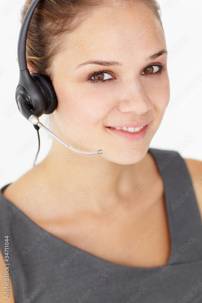 Young businesswoman wearing headset Young businesswoman wearing headset
