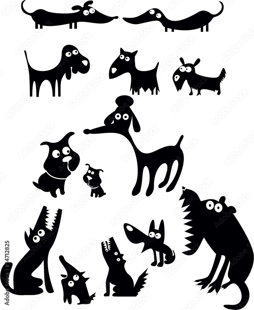 Obraz premium Set of dogs silhouettes