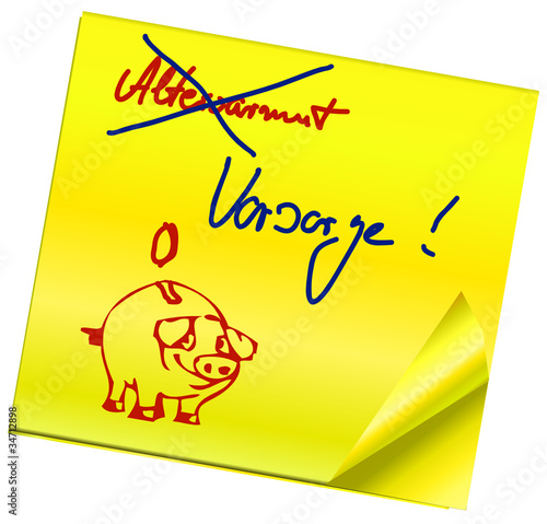 Haftnotiz - ALTERSARMUT - VORSORGE