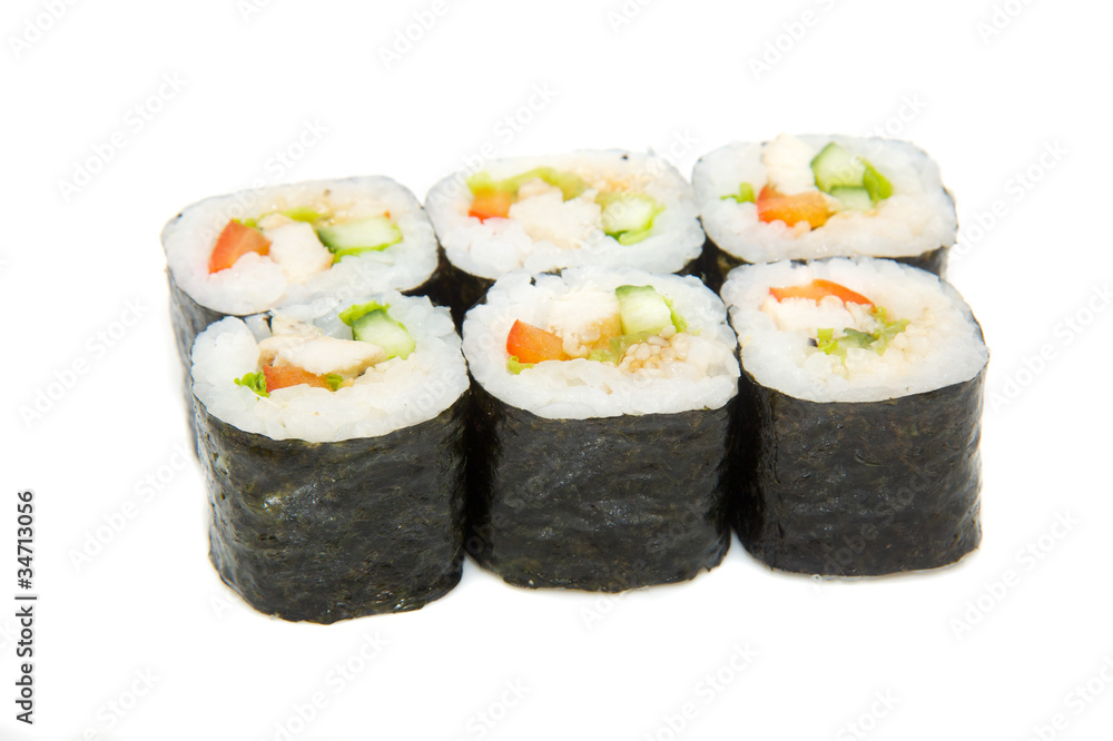 appetizing sushi isolated on the white background appetizing sushi isolated on the white background