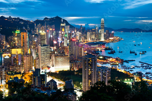 Wall Mural night view of Hong Kong