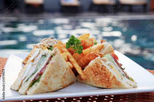 sandwich at pool outdoor