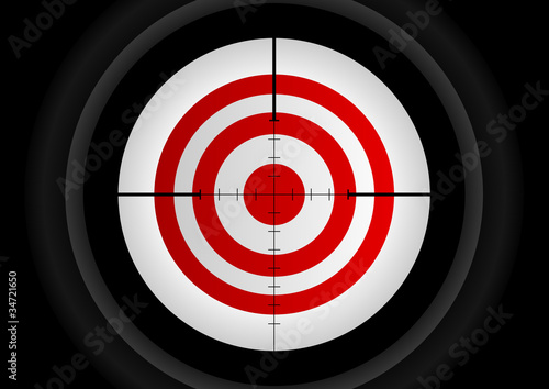 Vector illustration of a rifle lens aiming a target