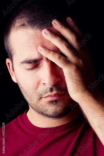 male man with a headache