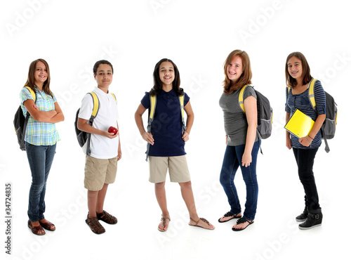 Students On White Background