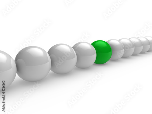 3d ball green white line