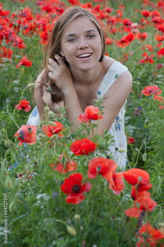 Girl and Poppies