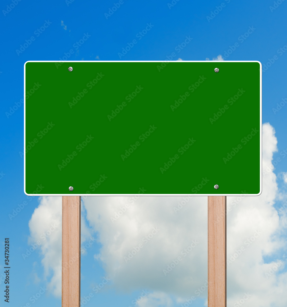 Empty green highway sign Empty green highway sign