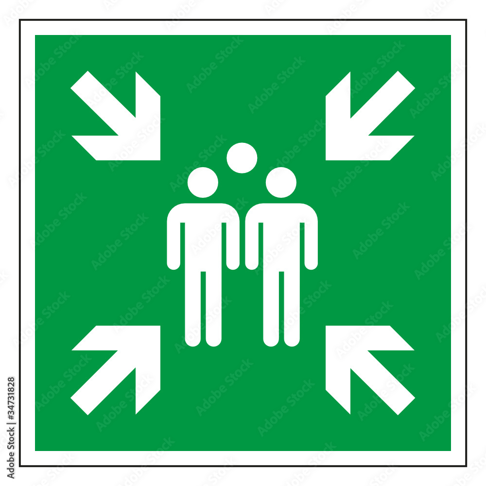 Rettungszeichen Sammelstelle Sammelplatz Piktogramm Zeichen Rettungszeichen Sammelstelle Sammelplatz Piktogramm Zeichen