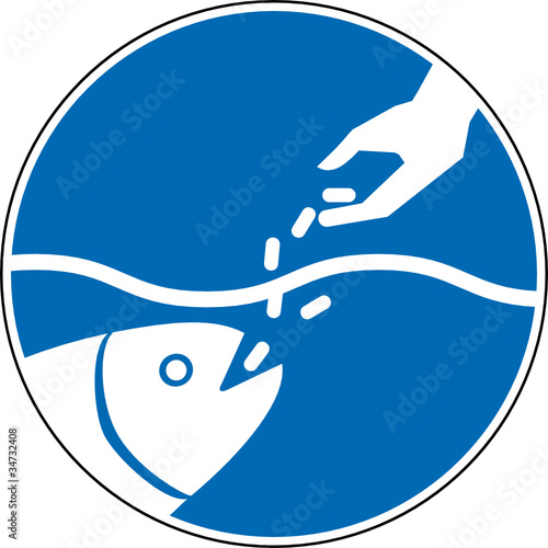 Gebotszeichen Fische füttern erlaubt gestattet Zeichen