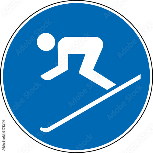 Gebotszeichen Ski fahren erlaubt gestattet Schild Zeichen