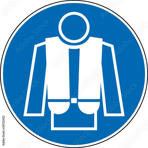 Gebotszeichen Rettungsweste tragen benutzen Schild