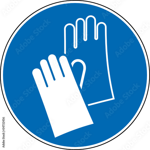 Gebotszeichen Schutzhandschuhe tragen Schild Zeichen