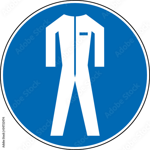Gebotszeichen Schutzanzug Schutzkleidung Schild