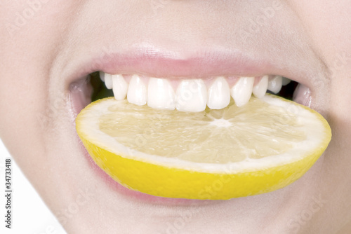 Lemon in a teeth
