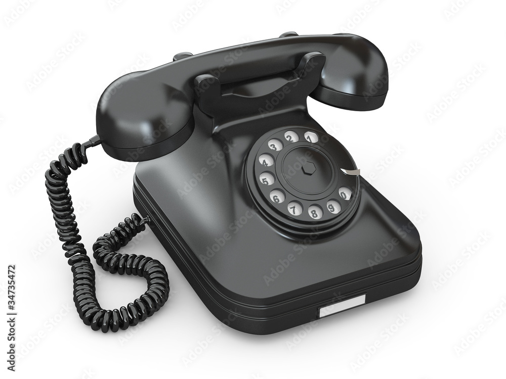 Old-fashioned phone on white isolated background