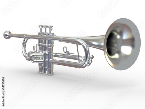 Photography Silver trumpet. 3d