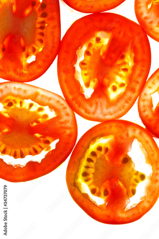 Pieces of sliced tomato Pieces of sliced tomato