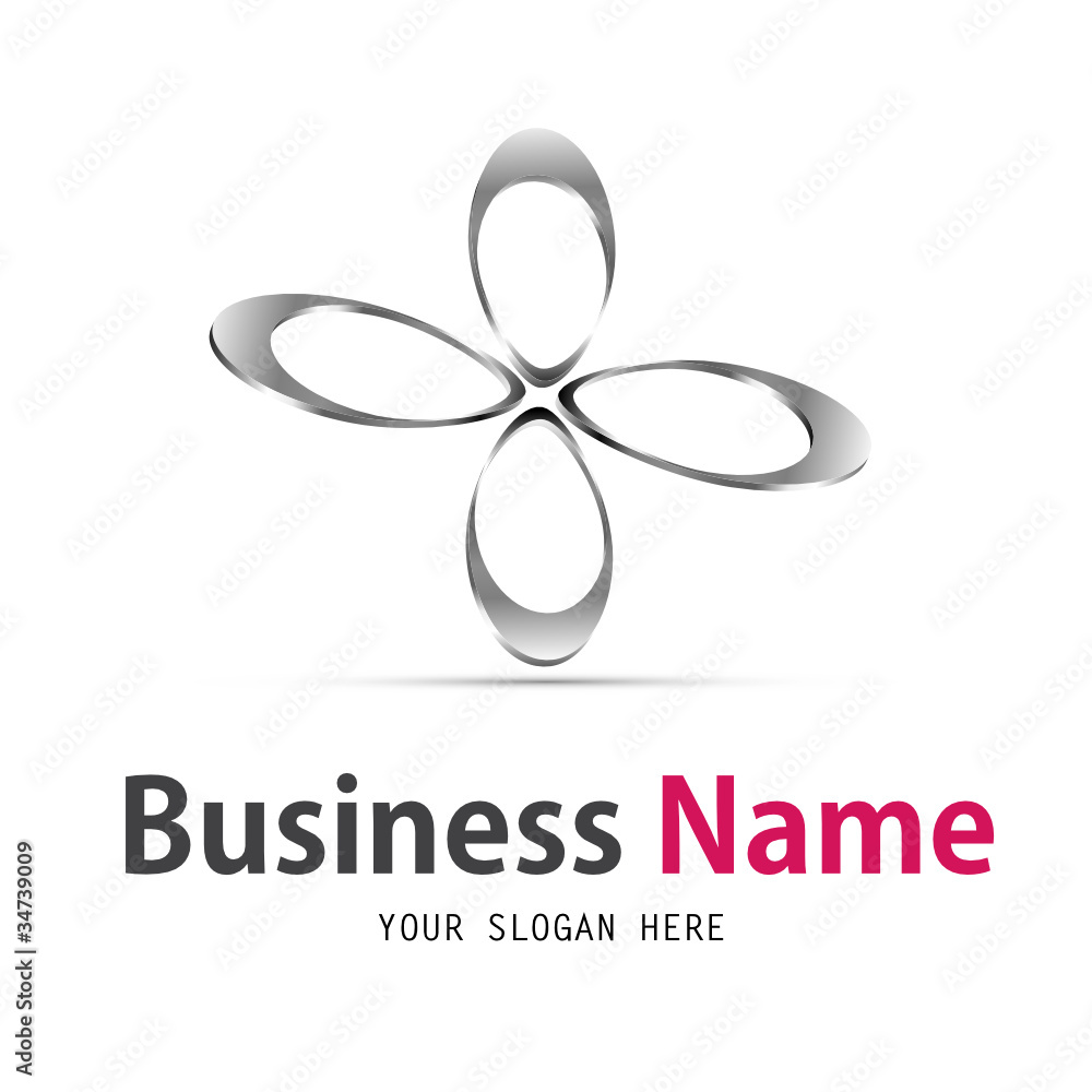 business logo, chrome floral icon business logo, chrome floral icon