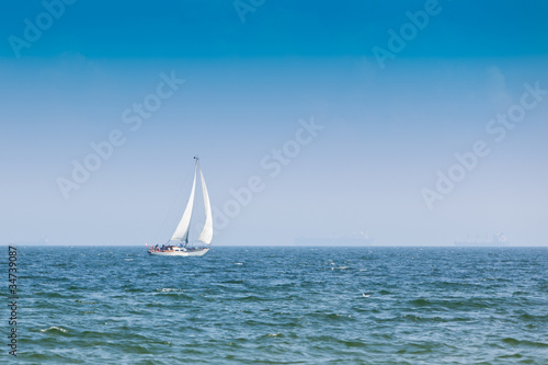Sailing yacht in the wind