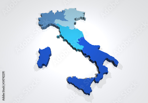 Cartina Italia 3d divisa zone