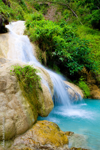 Fototapeta Naklejka Na Ścianę i Meble -  Eravan Waterfall  in Kanchanaburi, Thailand