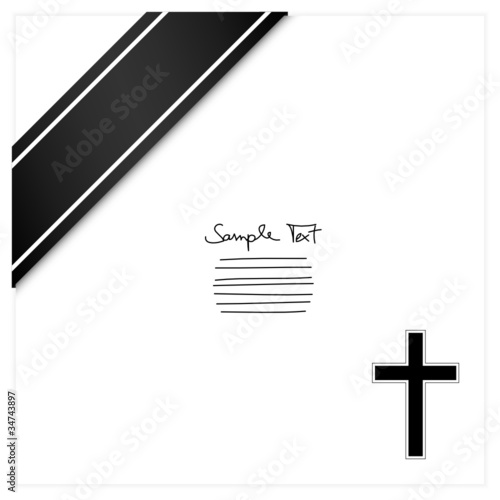 Mourning Card Cross & Black Ribbon