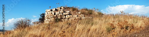 Fotografía panorama del nuraghe simieri in sardegna
