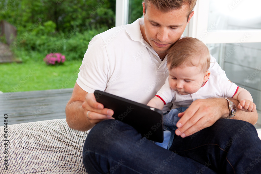 Digital Tablet Father Son