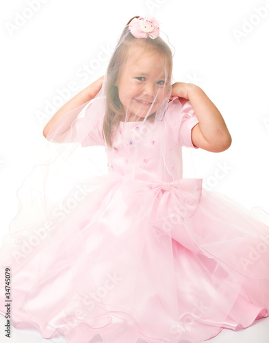Cute little girl in pink dress