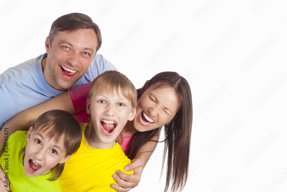 happy family on a white