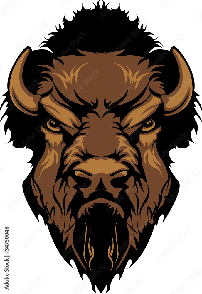 Buffalo Bison Mascot Head Graphic - obrazy, fototapety, plakaty 