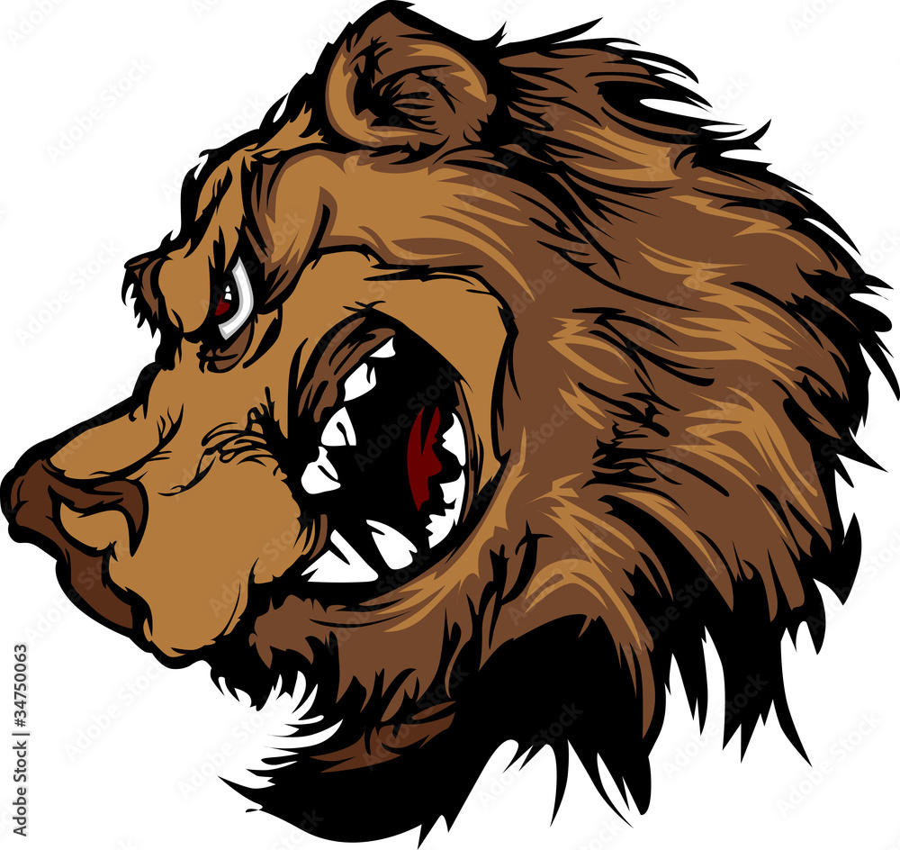 Fototapeta premium Bear Grizzly Mascot Head Cartoon