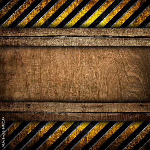 Wallpaper Mural old wood board with warning stripe pattern Torontodigital.ca