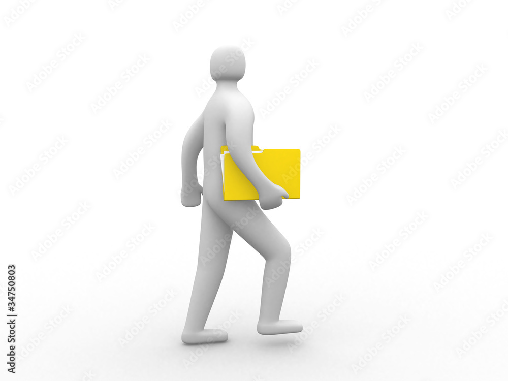 3d personage with folder 3d personage with folder