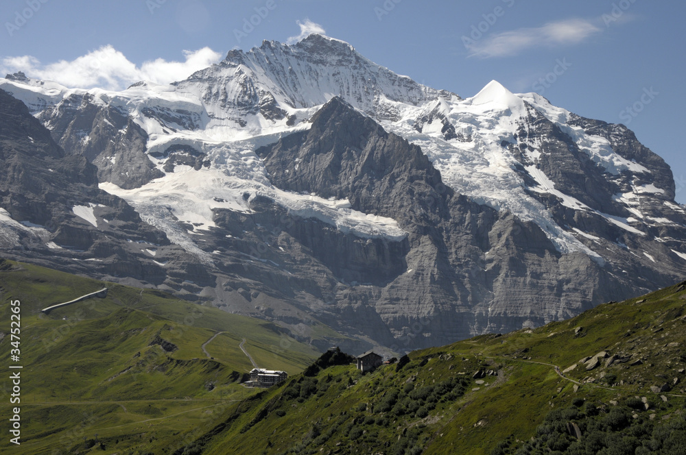 Jungfrau above the Mannlichen footpath in Switzerland Jungfrau above the Mannlichen footpath in Switzerland