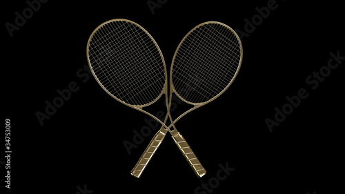 Gold tennis rackets.
