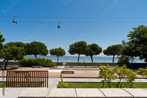 Lisbon Expo Area Cityscape with cable car photo