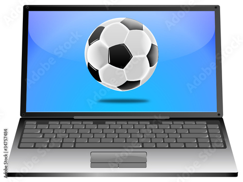 Laptop mit Fußball